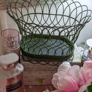 Rustic Green Wire Basket